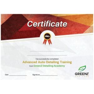 GreenZ Car Detailing Training Academy Certificate