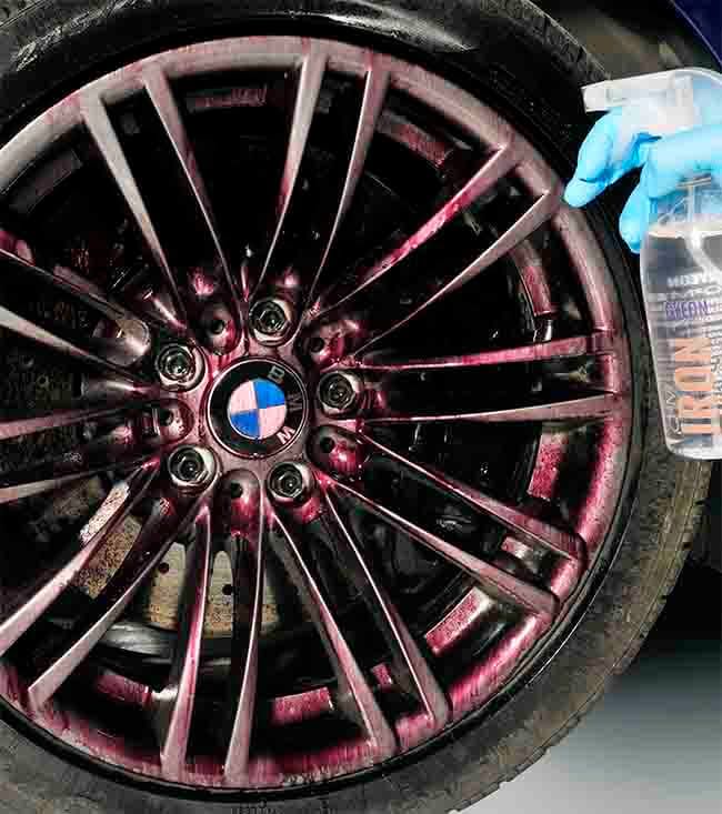 Car Detailing Process - Iron Decontamination on car wheels